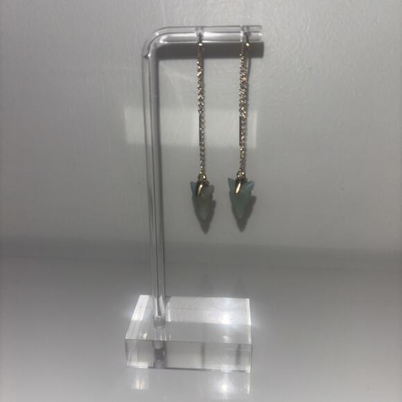 Women Girl Dangle Pull Through Threader Earrings Turquoise Teal Stone‎ Boho Indi - Picture 3 of 12